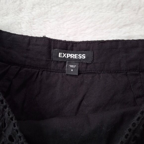Express Embroidered Eyelet Skirt Sz 6 Mini 100% Cotton Ruffle Cottagecore Boho - Picture 11 of 15